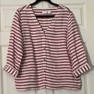 Rachel Zoe 100% Linen striped top Medium
